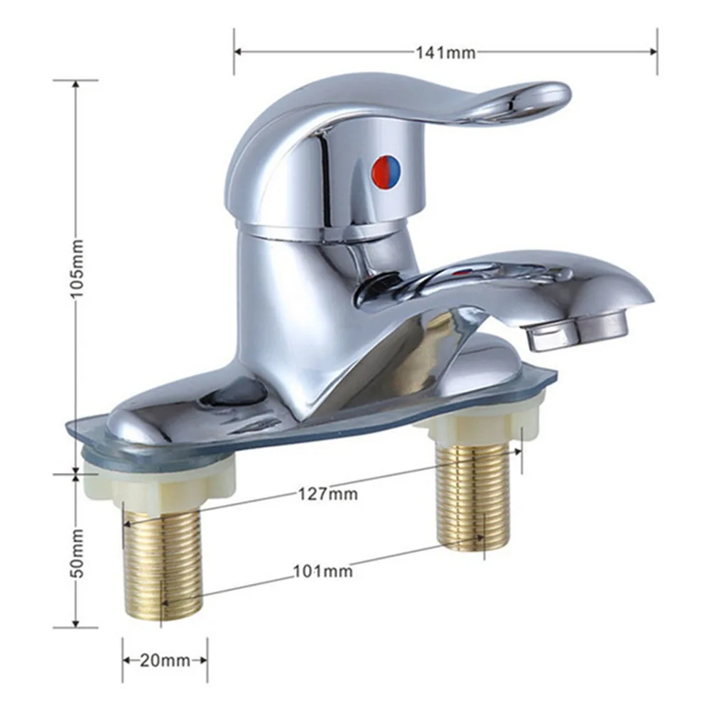 Basin Faucet Bathroom Double-Hole Hot And Cold Water Faucet For Toilet Kitchen Bathroom Plastic Steel Sink Mixer Tap