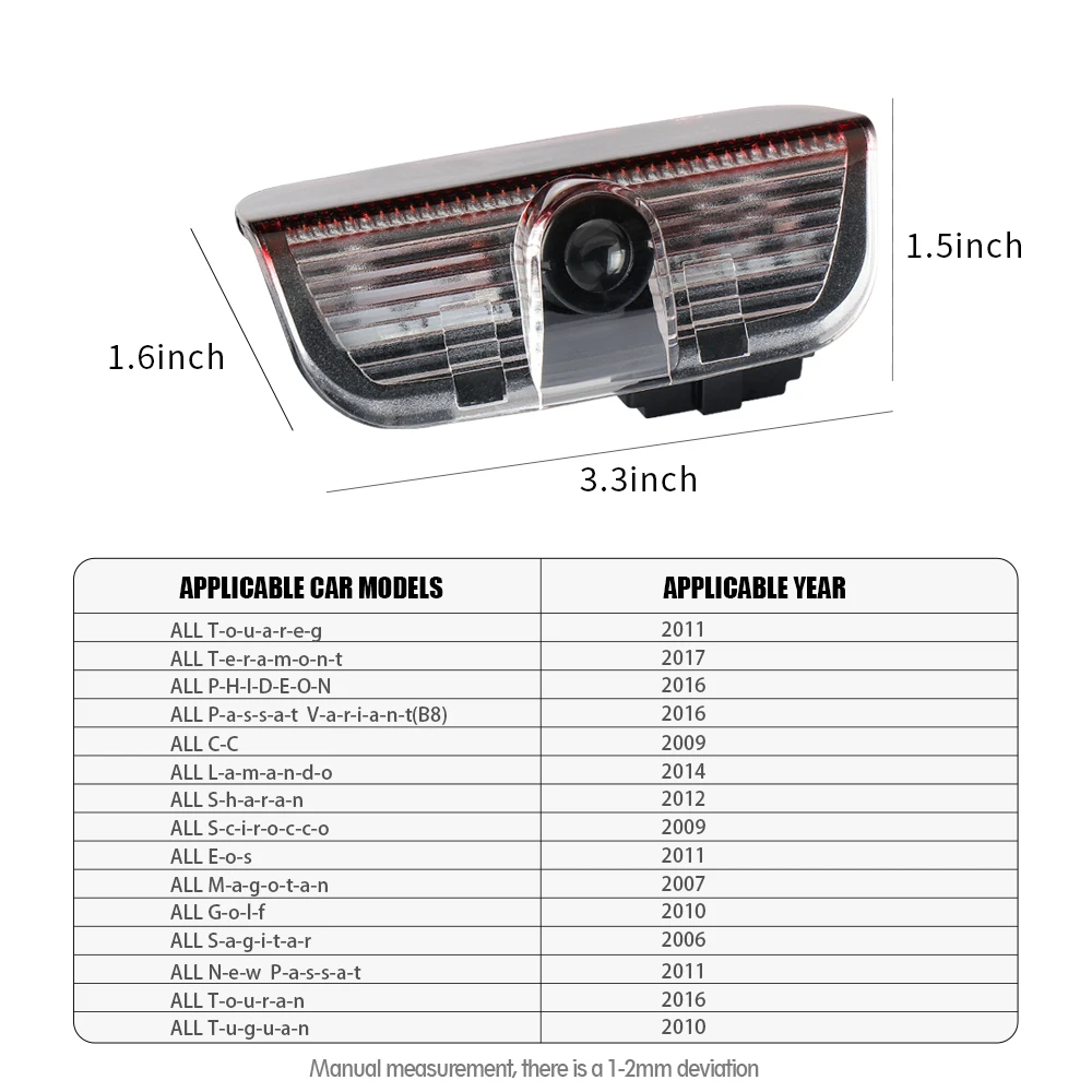 문짝 엠블럼 LED 라이트 웰컴 램프, 무선 레이저 프로젝터 액세서리, 폭스바겐 골프 모션 GTI MK5 MK6 폴로 MK7 MK6, 2 개