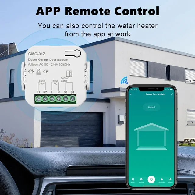 Tuya WiFi/Zigbee Smart Garage Door Opener Controlller Module Voice Smart Life App Remote Control Works with Alexa Google Home 4