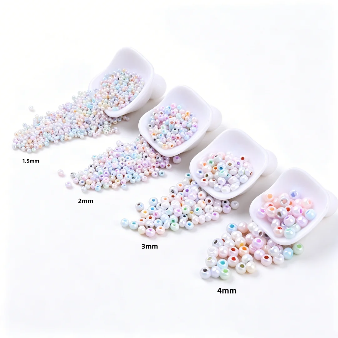 새로운 1.5/2/3/4mm 고광택 크림 솔리드 컬러 무지개빛 유리 시드 비즈, 수제 DIY 루즈 비즈 액세서리 재료
