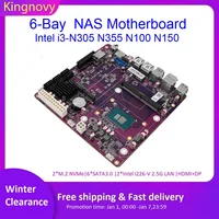 6-Bay NAS Motherboard i3-N305 N355 N100 N150 1*PCIEx4 2*Intel i226-V 2.5G Firewall 2*M.2 NVMe 6*SATA3.0 DDR5 Mini ITX Mainboard 1