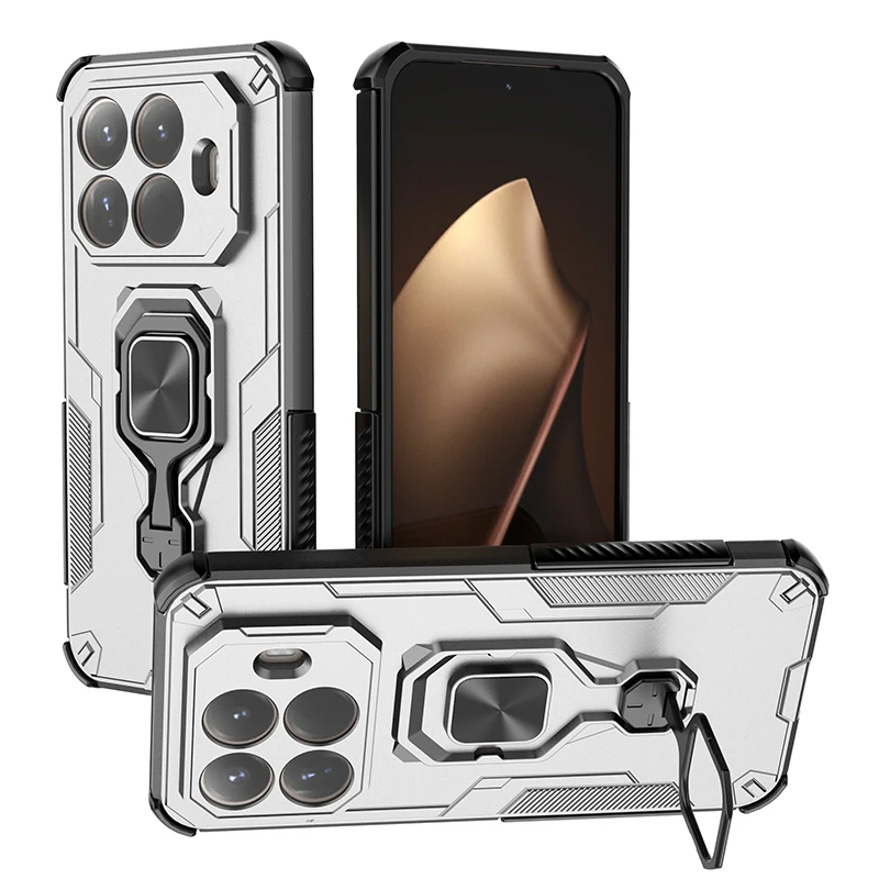 Magnetic Armor Shockproof Phone Case with Metal Ring Stand and Camera Protection