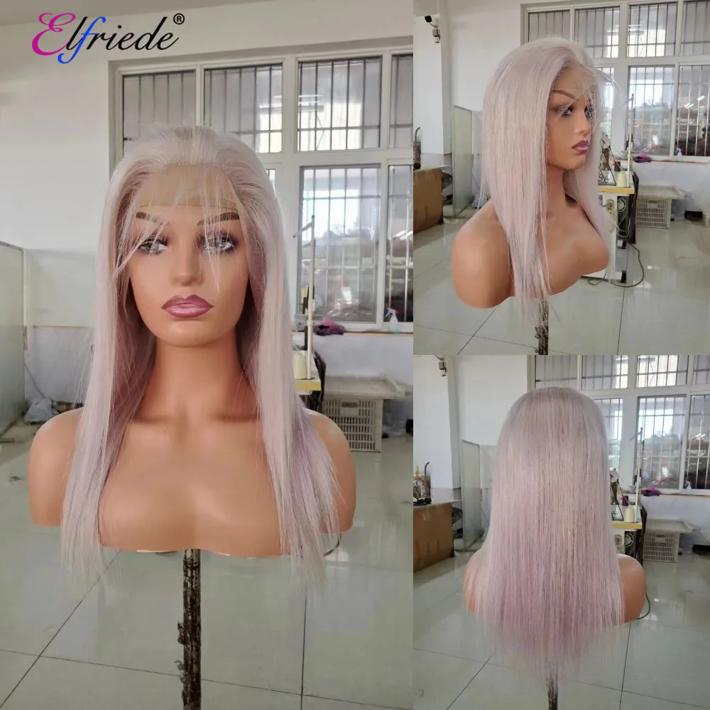 

Elfriede #60 Platinum Blonde Straight Lace Front Hair Wigs for Women 4x4 13X4 13X6 HD Lace Frontal Wig 100% Remy Human Hair Wigs