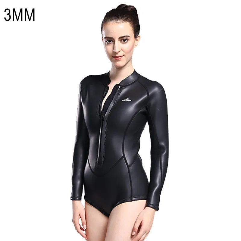 3MM Women Smooth Leather CR Super Elastic Triangle One Piece Swimsuit Keep Warm Snorkeling Spearfishing Diving Kayaking Wet Suit