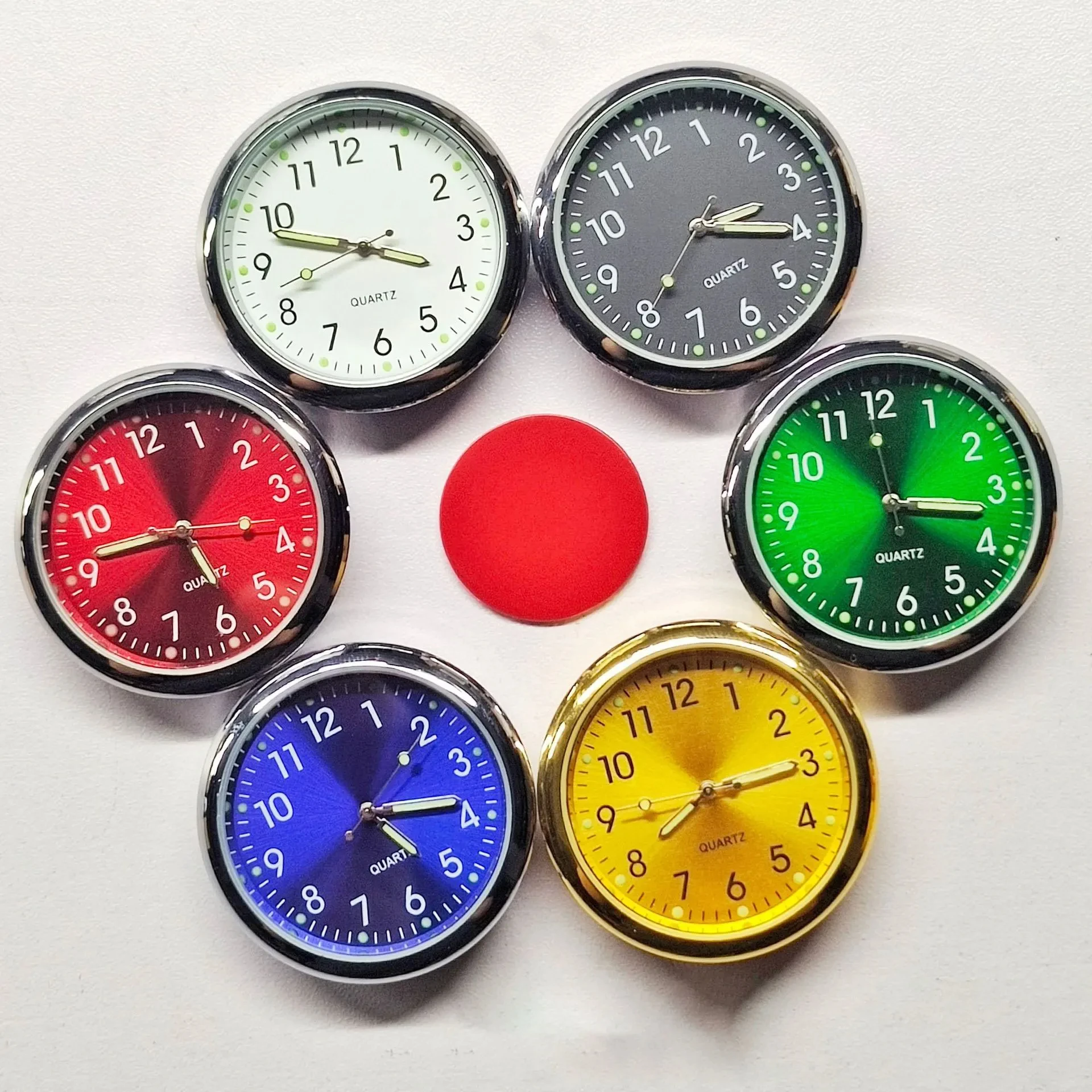 Car Clock Luminous Mini Automobiles Internal Stick-On Digital Watch Mechanics Quartz Clocks Auto Ornament Accessories Gifts