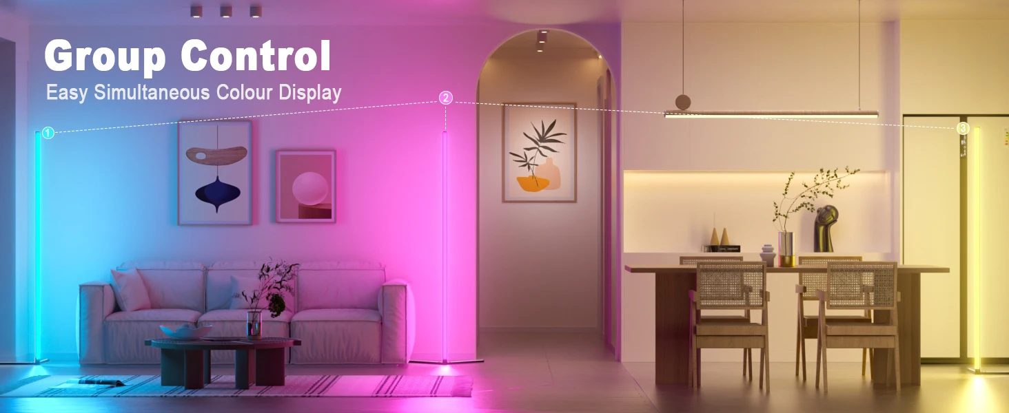 Description Picture 5 of itemSmart LED Corner Floor Lamp RGB Color Changing Music Sync Timer Setting Group Control Work With APP Remote 160CM for Living Room