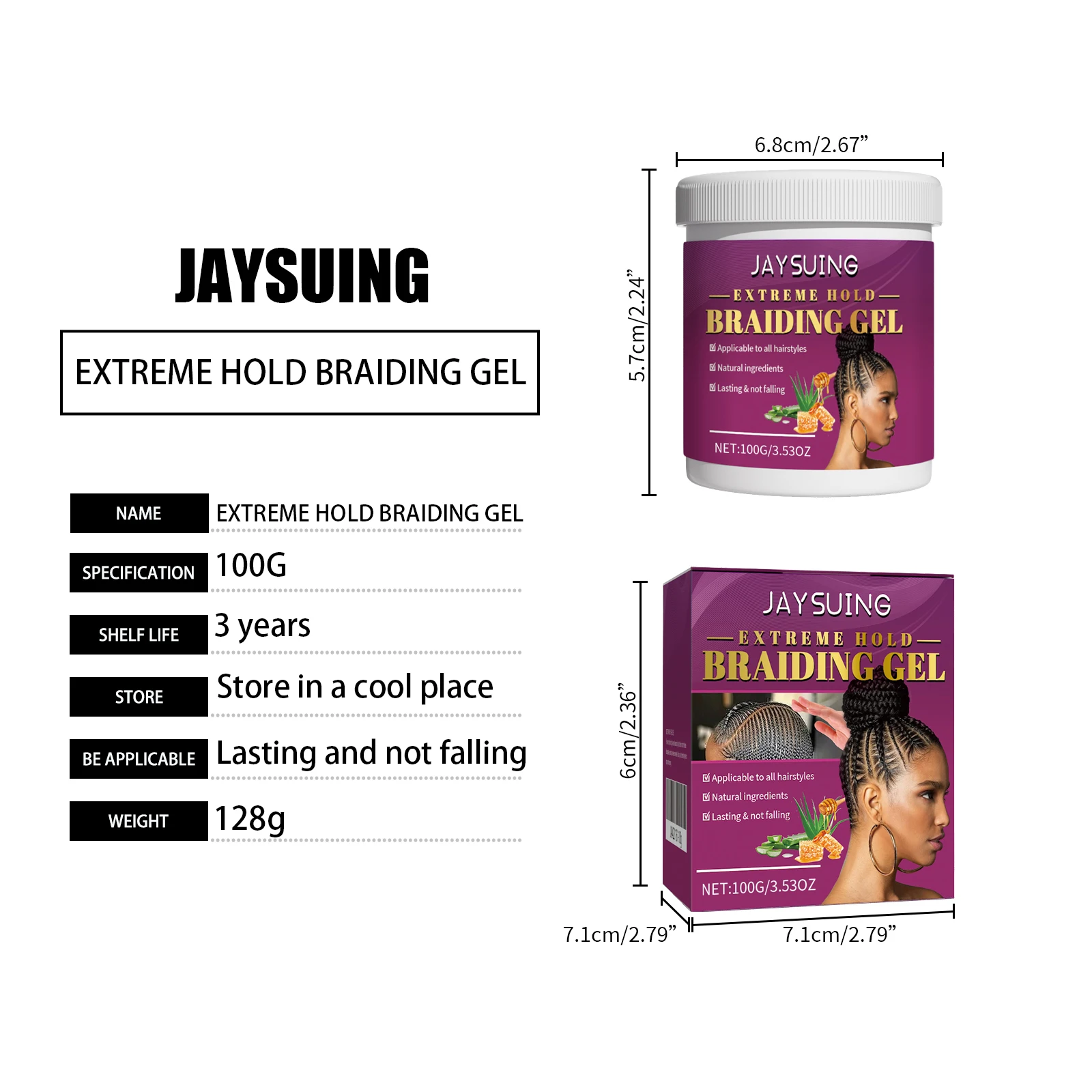 Strong Hold Braiding Gel Wax - Anti-Frizz Hair Pomade for Smooth Edge Control