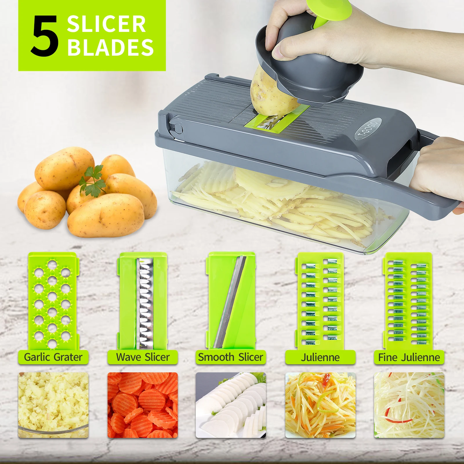 Multifunctional Vegetable Chopper Cutter Fruit Slicer Grater Shredders  Drain Basket Slicers,15 In 1 Gadgets Kitchen Accessories