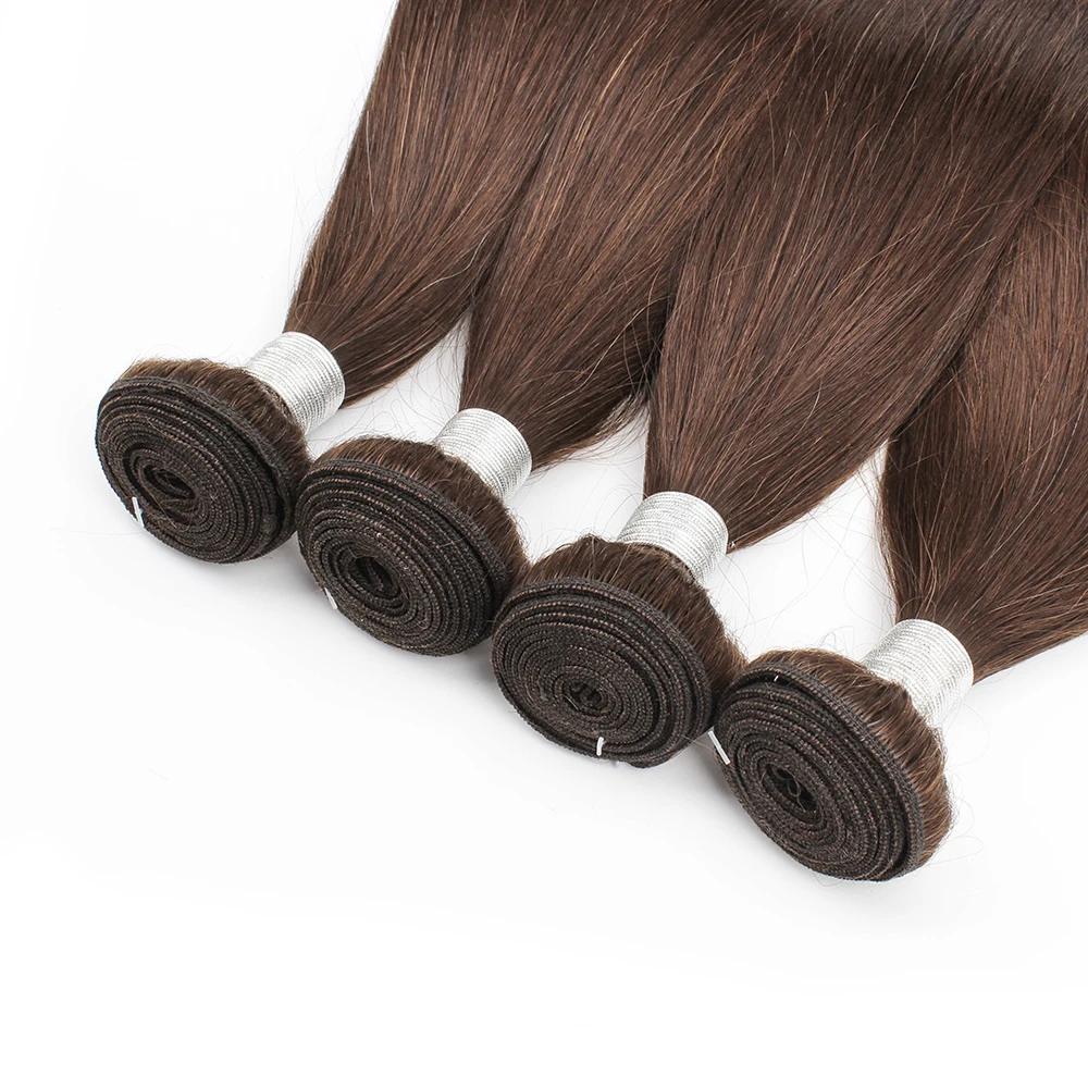 1 bundle cioccolato marrone 100% fasci di tessuto dei capelli umani estensione 50(±5) grammi stile dritto setoso colore 4 capelli indiani Remy Bobbi - immagine 2