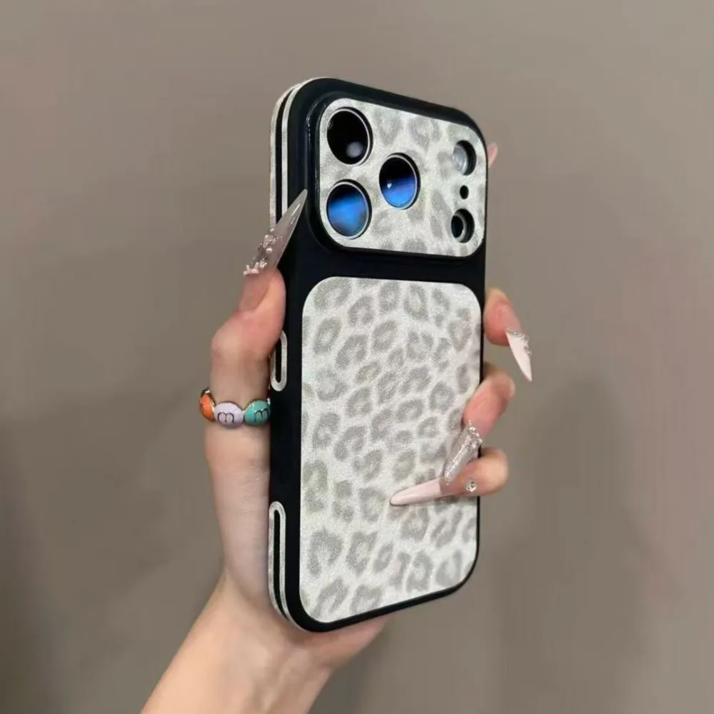 Luxury Leopard Print Shockproof Matte Phone Case with Camera Protection