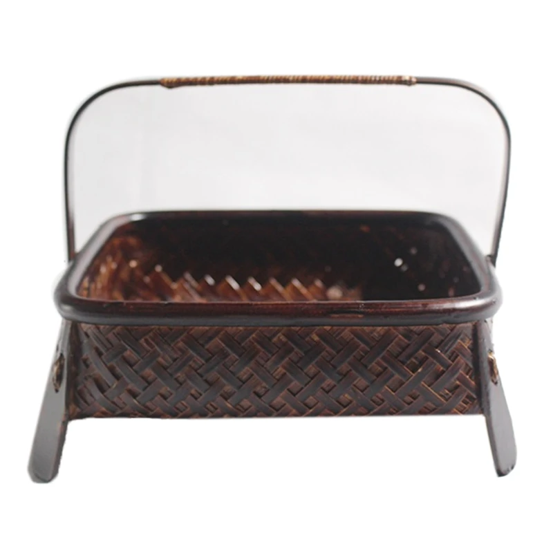 Chinese Style Bamboo Weave Storage Basket Tea Set Box Fruit Snacks