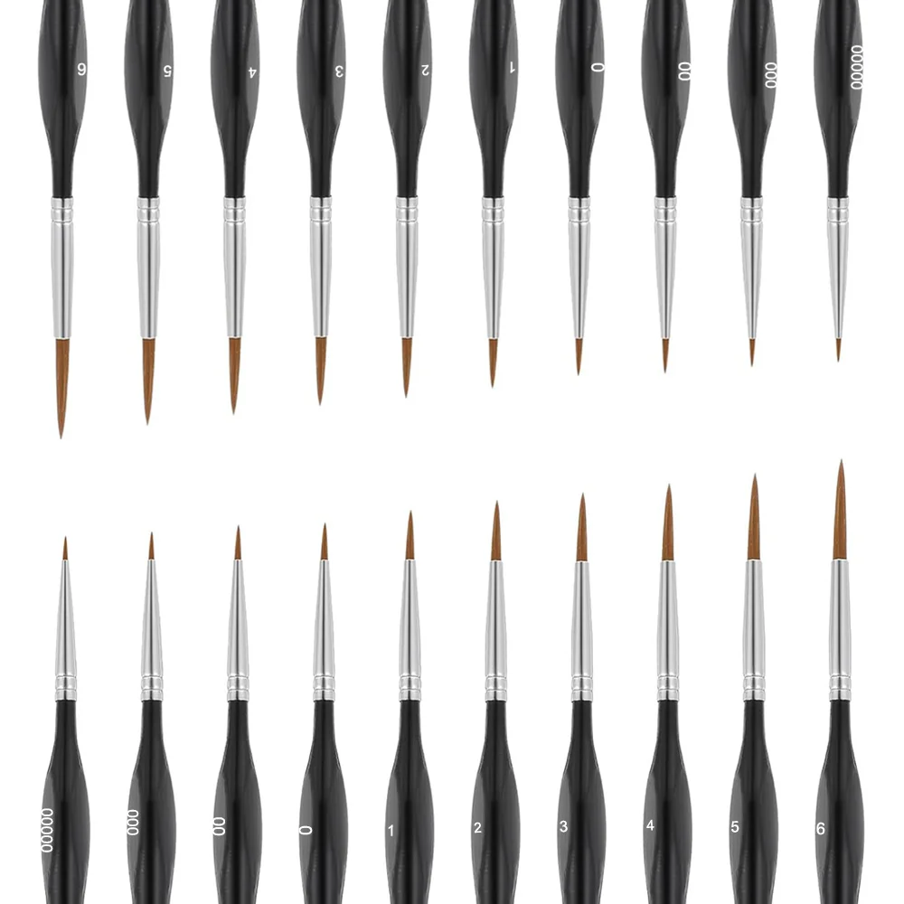 Versatile Fine Detail Miniature Painting Brush Set - 10 Pieces for Acrylic, Watercolor, Oil, Face, and Nail Art