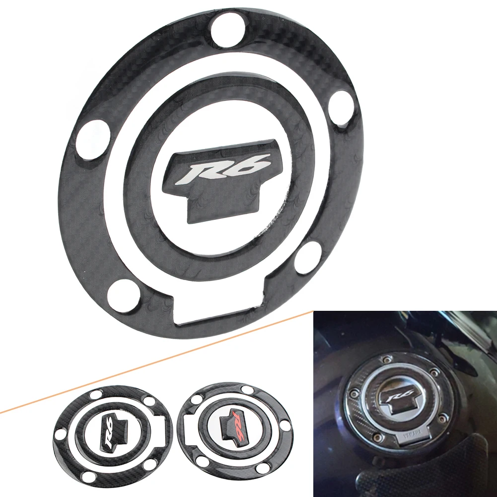 

Motorcycle Gas Tank 3D Decal Fuel Cover Sticker For Yamaha YZF-R6 R6 R6S YZF600 Carbon Fiber Color