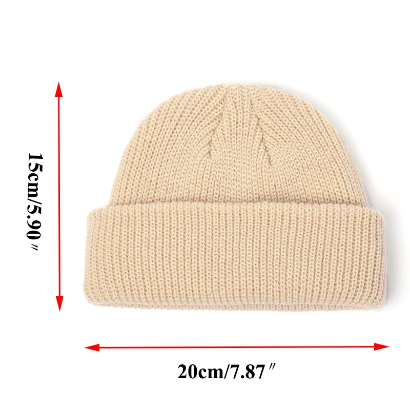 Knitted Hats for Women Skullcap Men Beanie Hat Winter Retro Brimless Baggy Melon Cap Cuff Docker Fisherman Beanies Hats For Men - 6