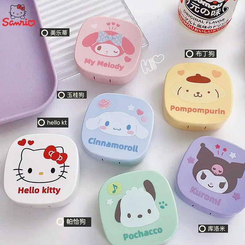 

Sanrio Kuromi Contact Lens Case Hello Kitty Cinnamoroll Pupil Companion Box Mirror Portable Travel Contact Lenses Case Soak Gift
