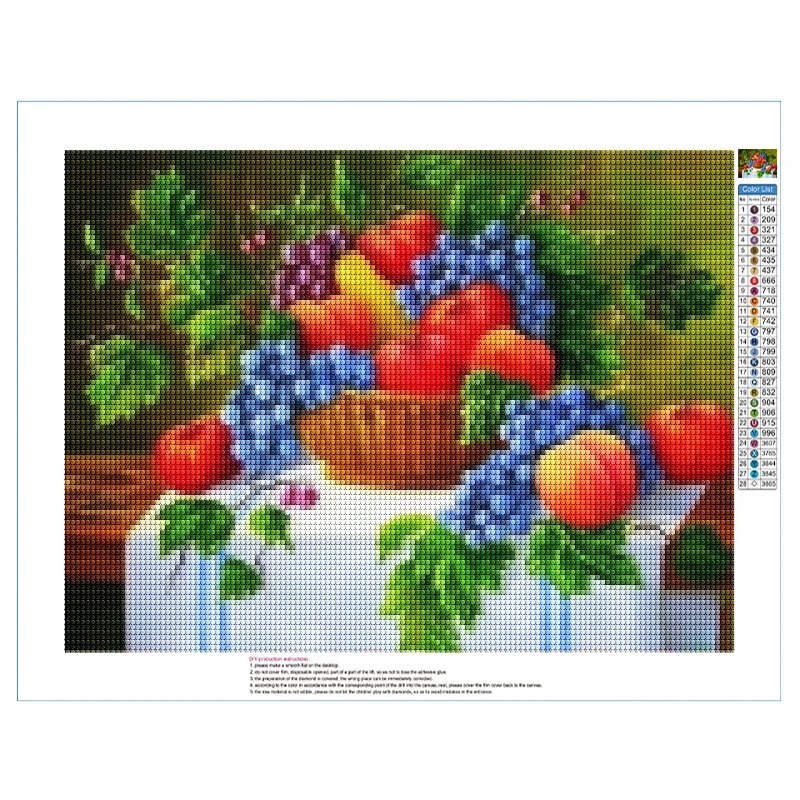 Diamond Painting 5D DIY Fruit Flower Full Circle Diamond Mosaic Embroidery