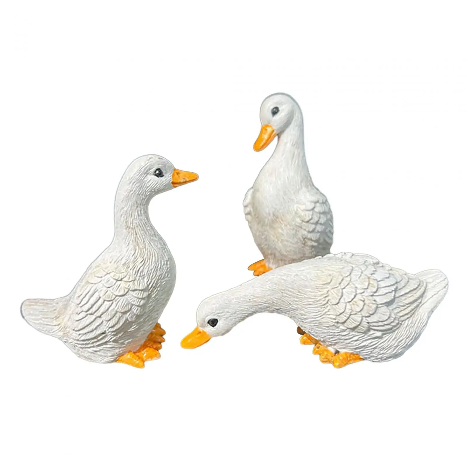 3Pcs Garden Decor Miniature Cute Resin Animal Figurines Duck Statues Home Decor for Bookshelf Farmhouse Outside Balcony Indoors