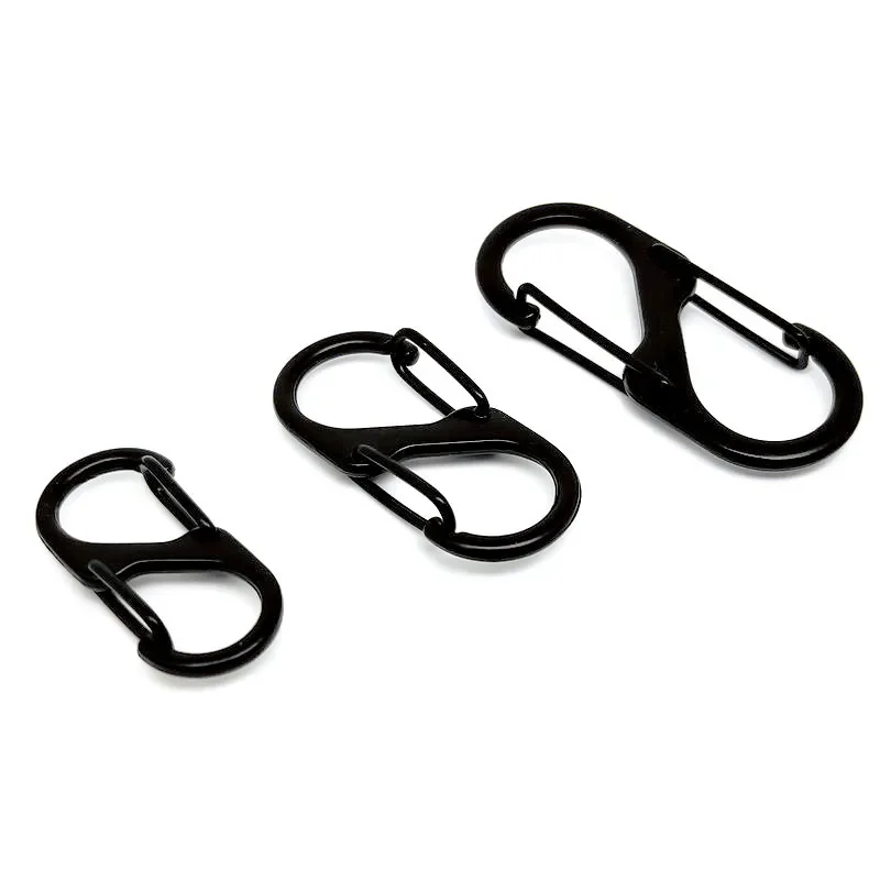 Stainless Steel S Type Carabiner With Lock Mini Keychain Hook 10pcs Outdoor Camping Backpack Buckle Key-Lock Tool climbing carabiner