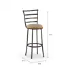 3-Pack Indoor Adjustable 24" or 29" Bronze Ladder Back Swivel Barstool, Tan Microfiber Seat 6