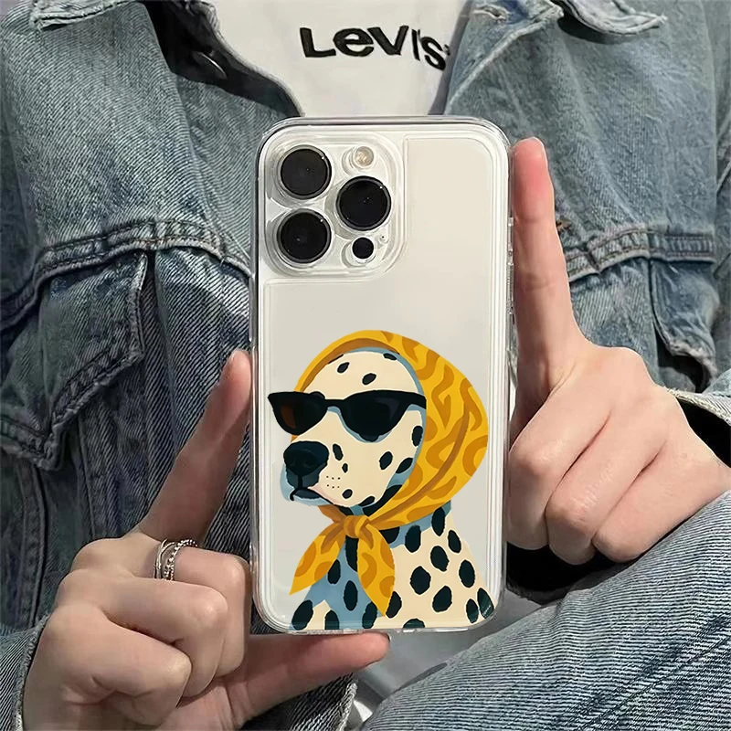 Cartoon Dalmatian Glasses & Scarf Design Phone Case
