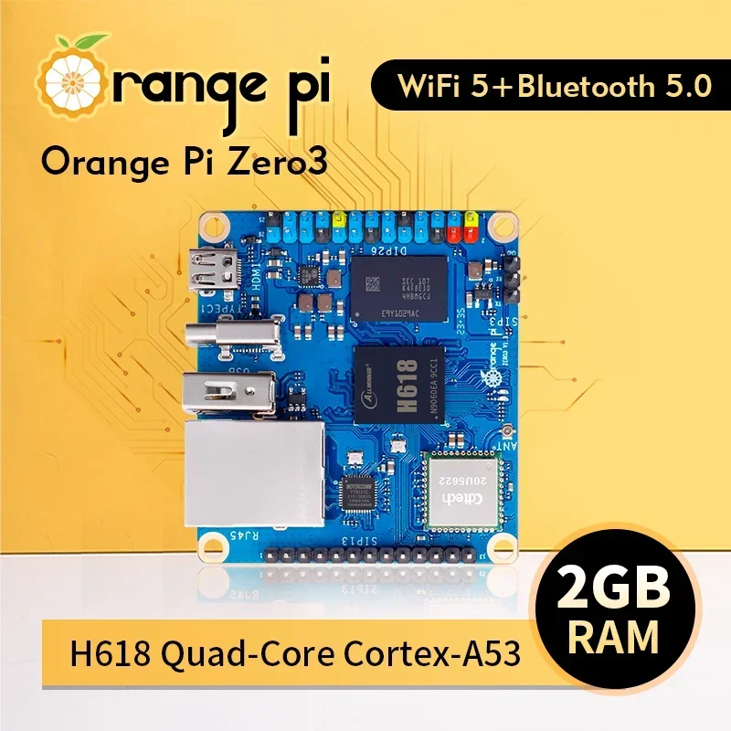 

Мини-ПК Orange Pi Zero 3 2 Гб ОЗУ DDR4 Allwinner H618 Wi-Fi Bluetooth BLE