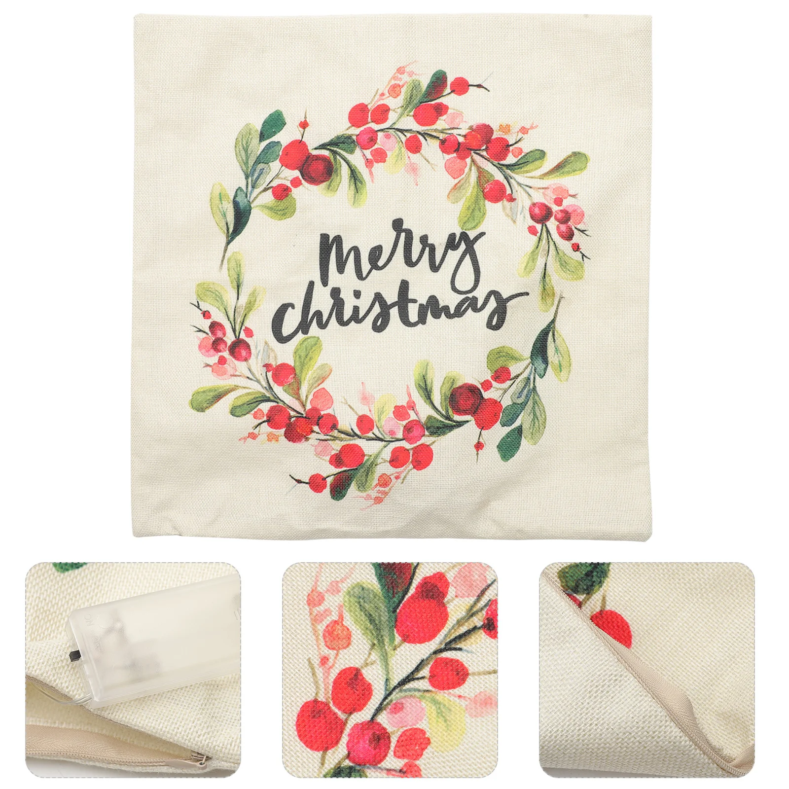 

Pillowcase with LED Lights Christmas Cushion Cover Festival Throw Pillow Case