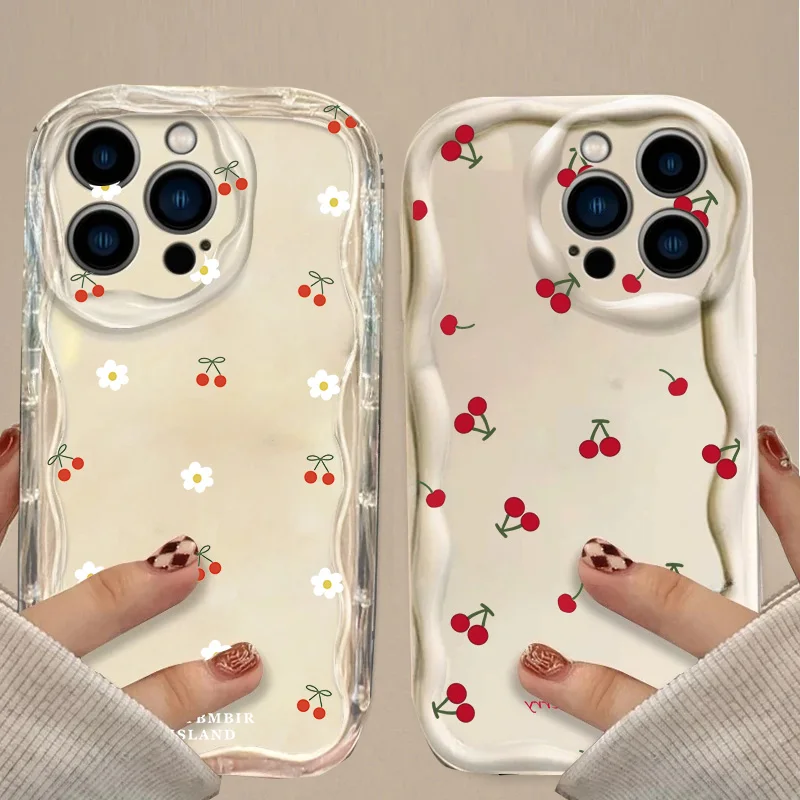 Creative Red Small Cherry Daisy Soft Silicone Phone Case
