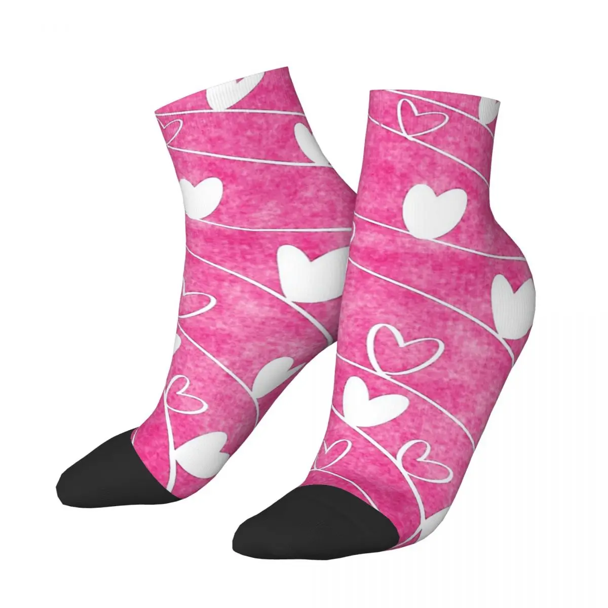 

Pink And White Hearts Design In Watercolor Style Unisex Winter Socks Hiking Happy Socks street style Crazy Sock