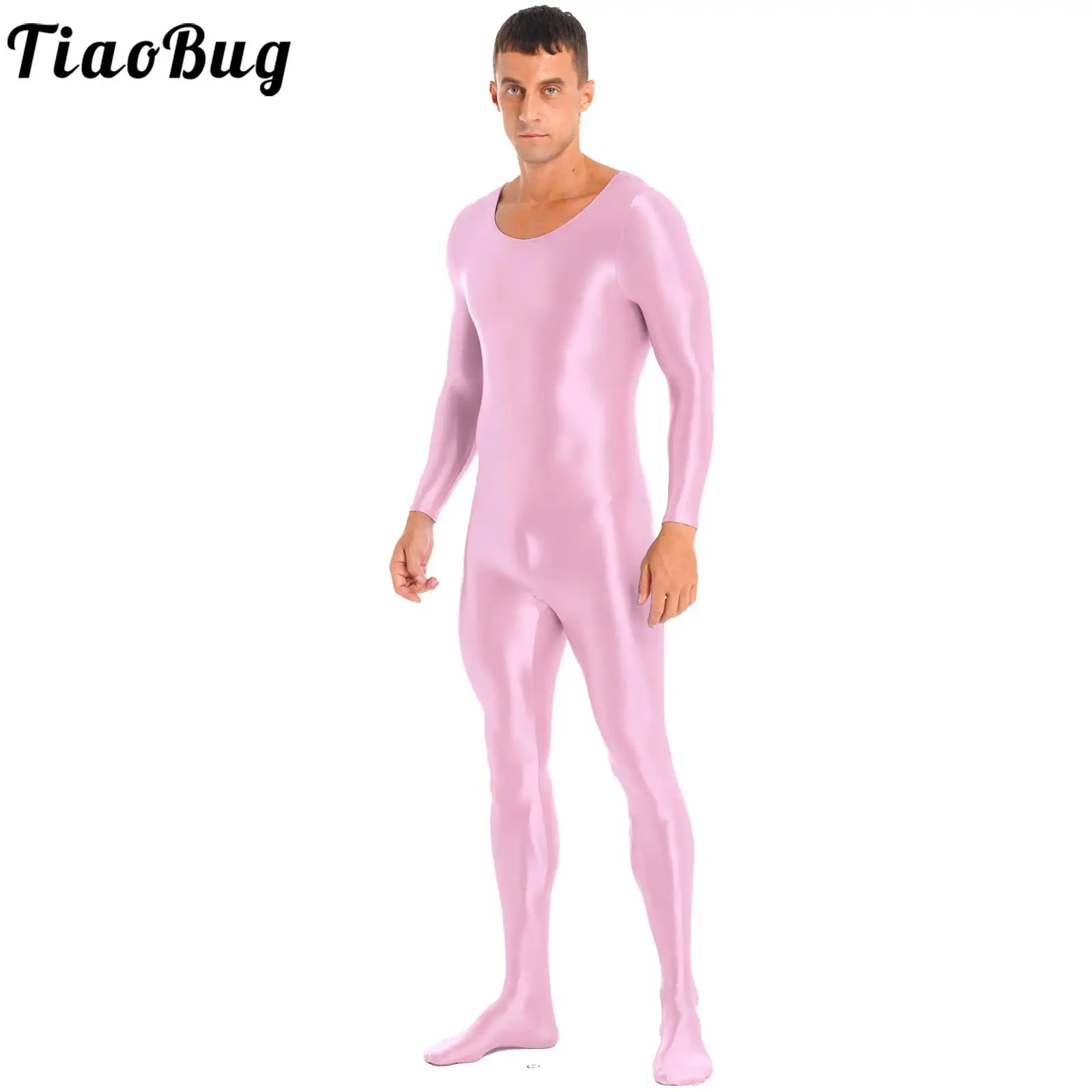 

Men's Body Leotard Bodystockings Long Sleeve Swimwear for Sport Unitard Bodysuit Swimsuit Dancewear Silky Shiny Glossy Rompers