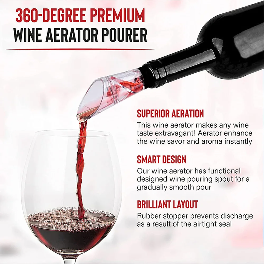 Wine Decanter Pourer Aerator Filter Bottle Stopper 2 in 1 Wine Accessories