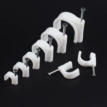 100pcs Cable Clips 4/6/8/10/12/14/16/20mm Cable Wire Clips Nail In Cable Clips Cable Tacks Coaxial Nail Clamps Nails For Cords