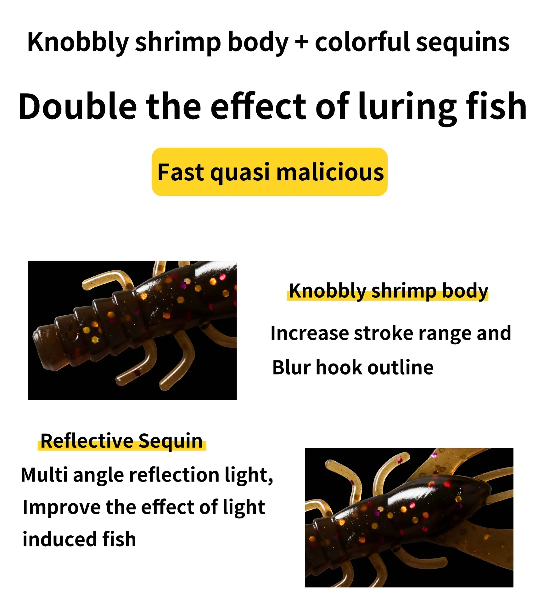 5 teile/paket Weichen Köder Schwimm Garnelen 7cm Köder Fshing Bionic Köder Striped Bass – Detail 4