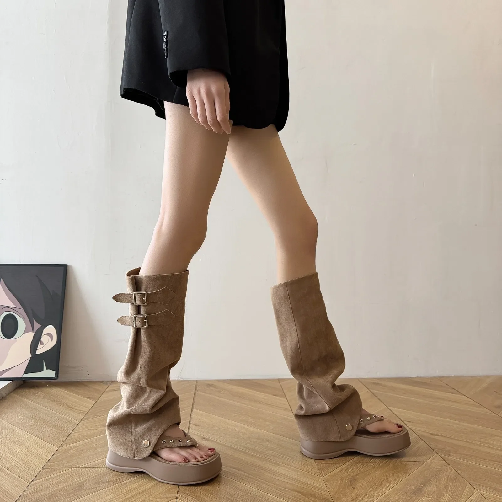 รูปสินค้า รองเท้าแตะแฟชั่นส้นสูง ใส่สบาย ฤดูร้อน