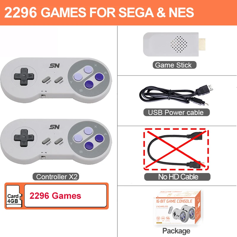 Console de videogame sem fio, HDMI, Everdrive, Super Nintendo, SNES, NES,  Retro Game Stick, Built-in 4800 + jogos, baixa latência, SF900 - AliExpress