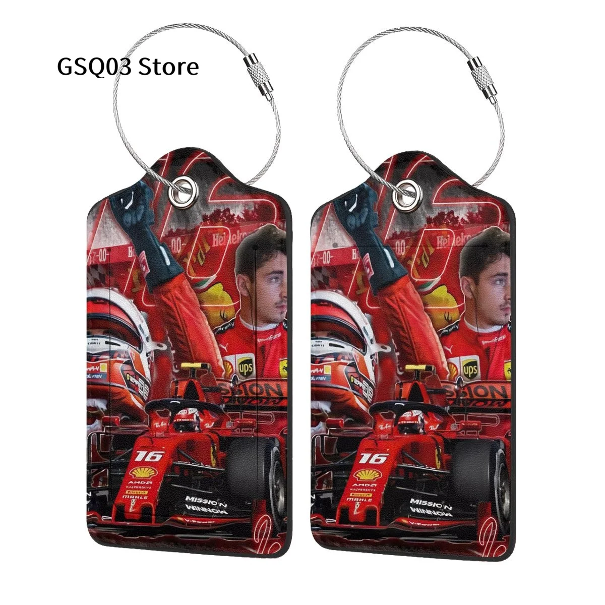 

Charles Monaco Luggage Tags for suitcases Abstract Leather Stainless Steel Loop Label Tag for Men Women Travel Bag Suitcase