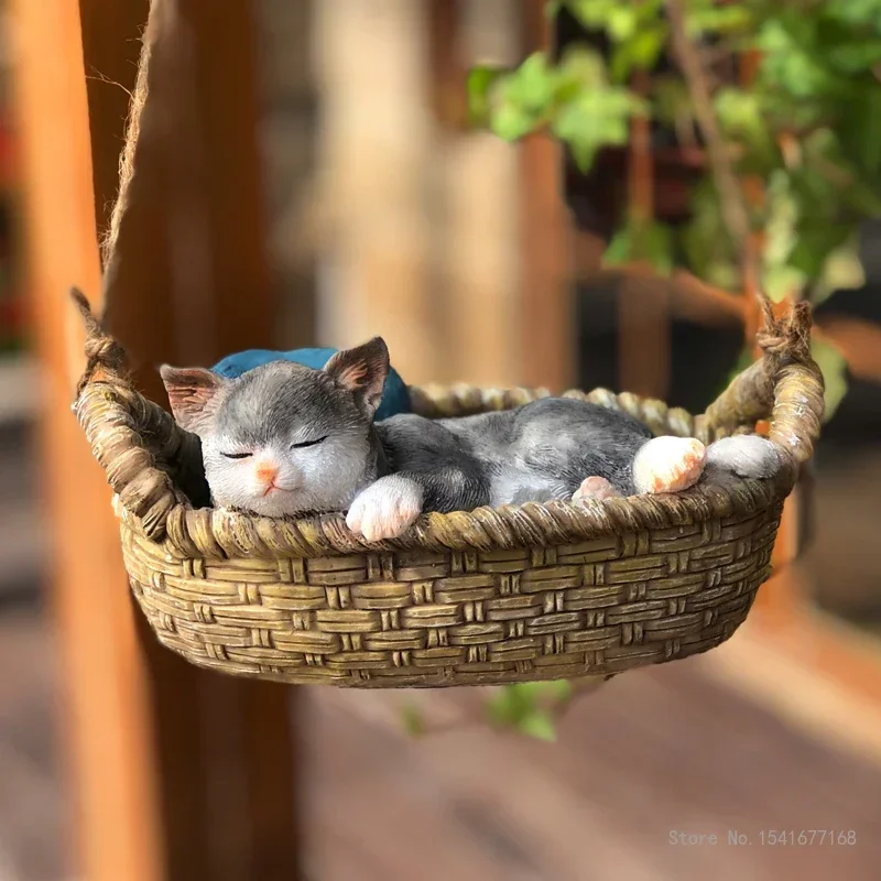 Creative Animal Puppy Kitten Swing Rabbit Reading Book Decoration Garden Courtyard Balcony Decoration Pendant Gift miniature 1Pc