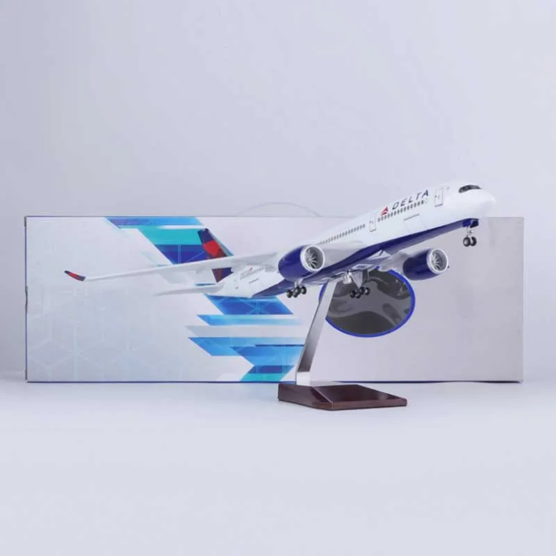 

Модель самолета A350 Delta Airline, 47 см, масштаб 1/142, искусственное шасси, литые бриллианты, коллекция игрушек, демонстрация подарков
