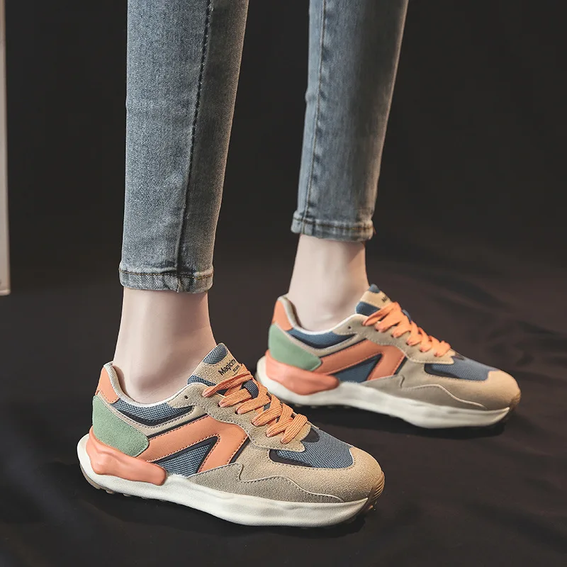 2022 New Platform Sneakers Fashion Breathable Soft Leather Shoes for Woman Casual Lace-up Designer Sneakers Female High Quality
