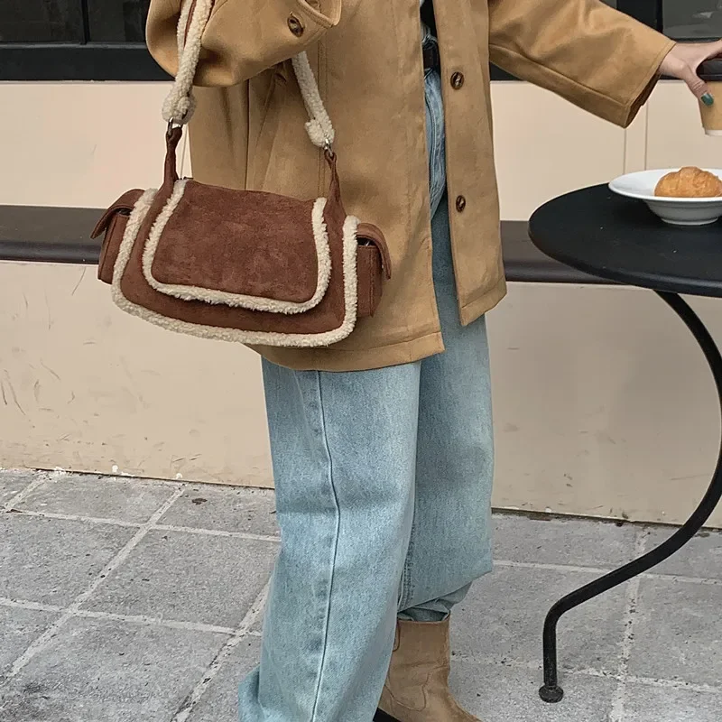 Tote Bucket Underarm Bags For Women Luxury Designer Handbags And Purses 2023 New In Fashion Simple Soft Faux Suede Shoulder