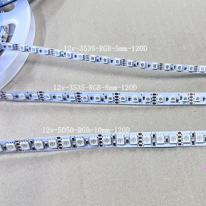 5미터 12V 3535 5mm 8mm 10mm RGB 120LED LED 스트립 라이트 RGB 7색 DC12V 5M IP20 비방수 2835