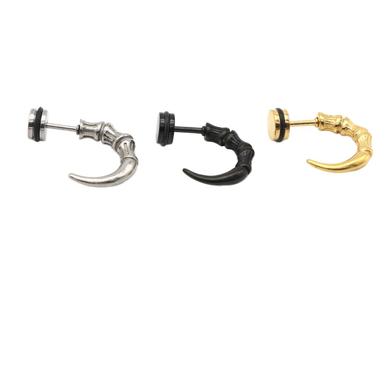 

Ear Stud Stainless Steel Men Earrings Punk Black Fashion Jewelry