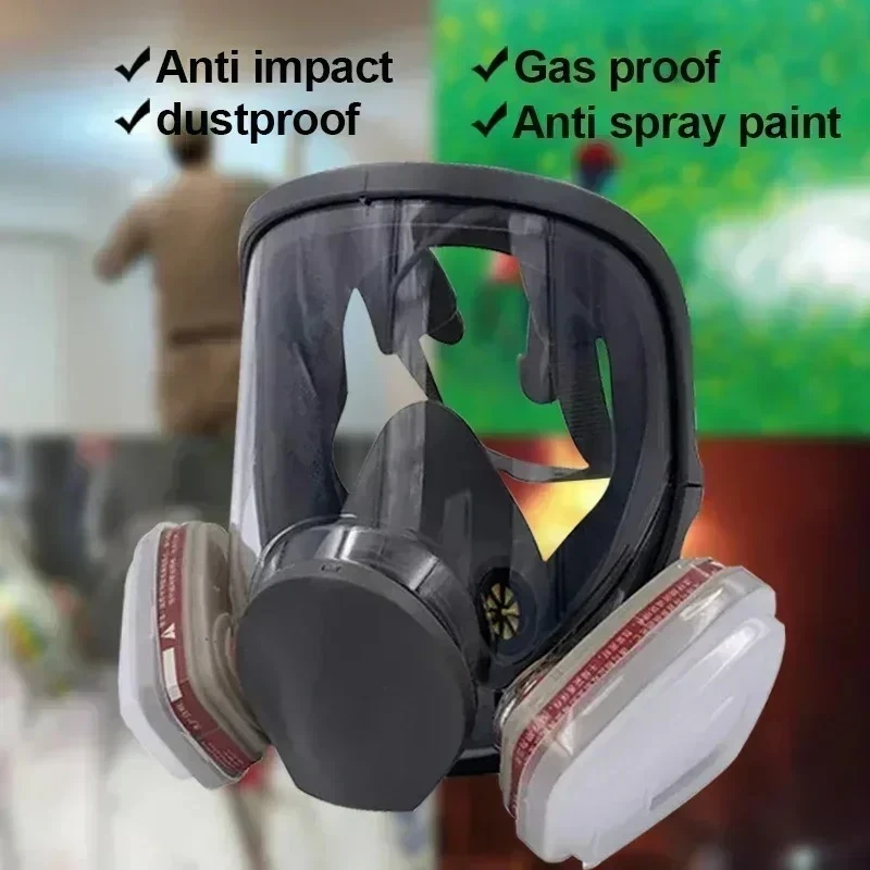 Détail des fixations et du joint facial du masque intégral 6800 anti-poussière et chimique pour chantier.