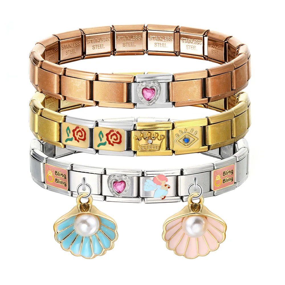 1pc Gold Farbe Brief Charme Edelstahl Italienischen Charme Armband Name DIY Machen Geschenk Hand Kette Armreif Zubehör 2024 neue – Detail 3