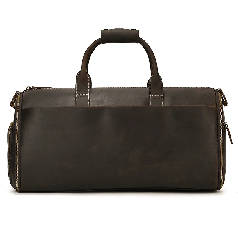 Leather Travel Bag With Shoe Compartment