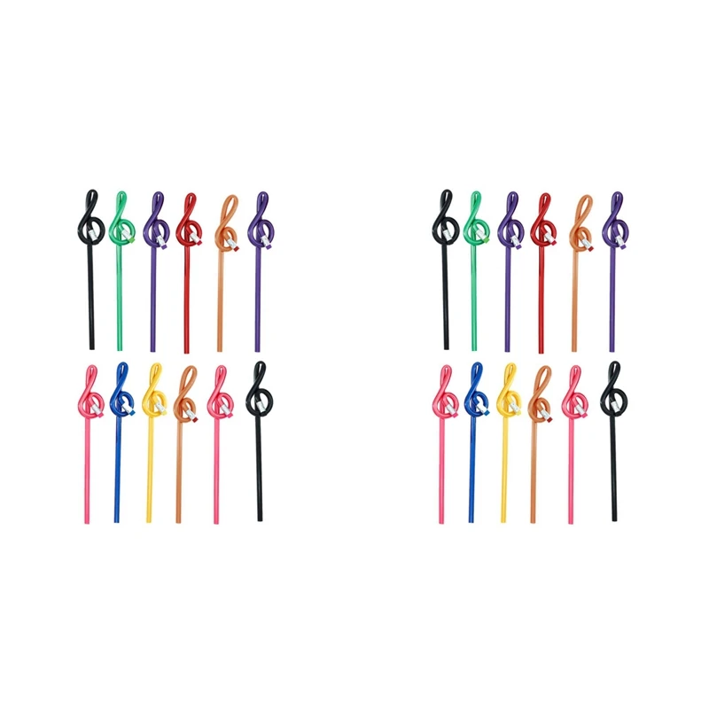 

24Pcs Students Note Pencils Musical Note Pencils With Eraser Colorful Music Pencils Wooden Treble Clef Bent Pencil