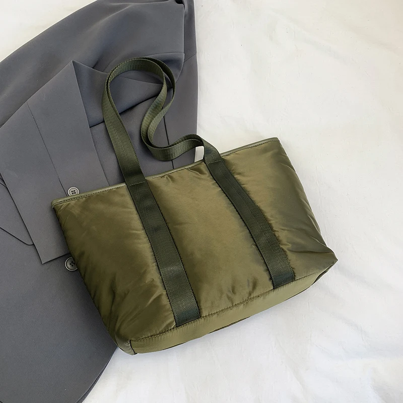 Wasserdichte Armee Grün Nylon Schulter Tasche Frauen Casual Große Kapazität Stoff Einkaufstasche Weiblichen Koreanischen Stil Y2k Trend Handtasche – Detail 13