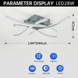 Modern Waves Curved LED Ceiling Lamp - Adjustable Warm, Cold, and Tri - Color Dimmable Light (3 color No Remote)