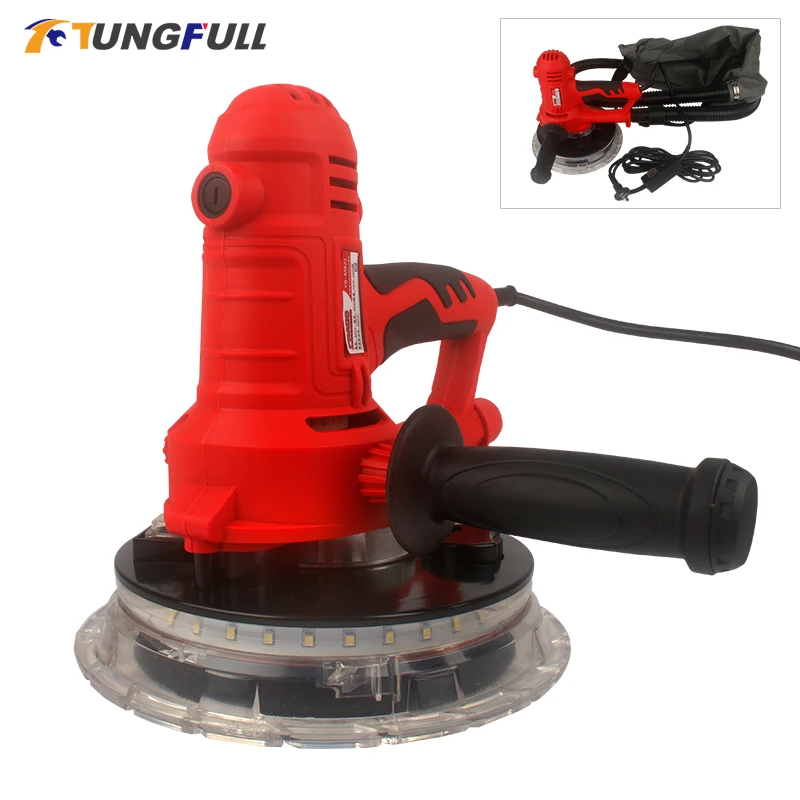 1250W Electric Drywall Sander Wall Polishing Machine Grinding Portable Dustless Led Light Wall Putty Polisher Machine