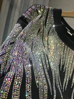 Oversized summer European rhinestone diamond male and female couples top fashion women's short-sleeved T-shirt - Image 5