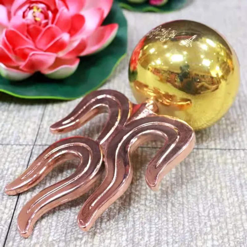 Tibetan King Torch with Pearl Magic, Pure Copper, Fireball Color, Gold Ground, Buddhist Tools, Ksitigarbha Accessory